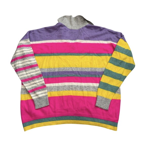 Charter Club 100% Cashmere Sweater Rainbow Striped Size XL Oversized - Picture 2 of 3